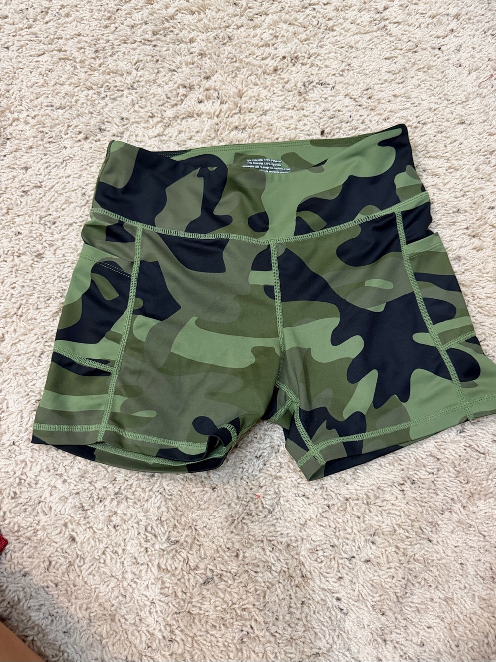 ZYIA Green Camouflage High-Rise Bike Shorts